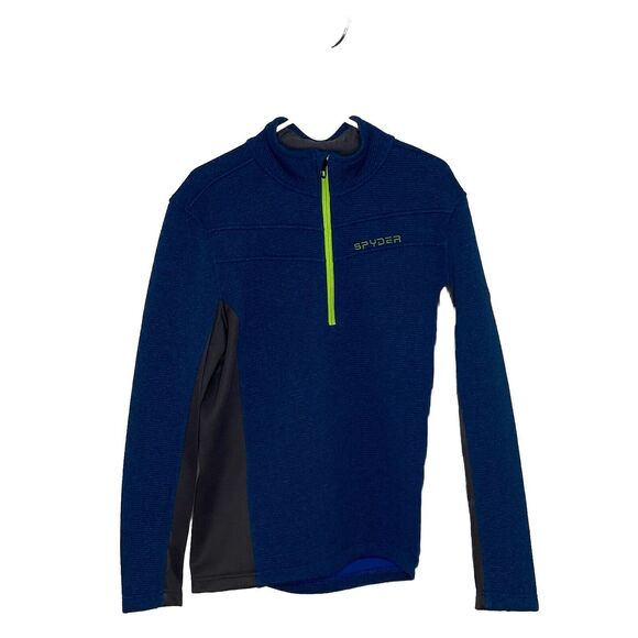 Spyder Blue Lime Green Encore Half Zip Pullover Jacket Size Large Mens - Picture 1 of 8